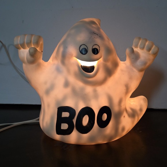 Vintage Halloween Ghost Blow Mold Boo Electric Lighted Outdoor Decoration Read - Picture 1 of 12